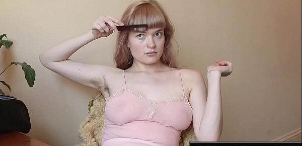  GirlsOutWest - Hairy busty cutie masturbates at home